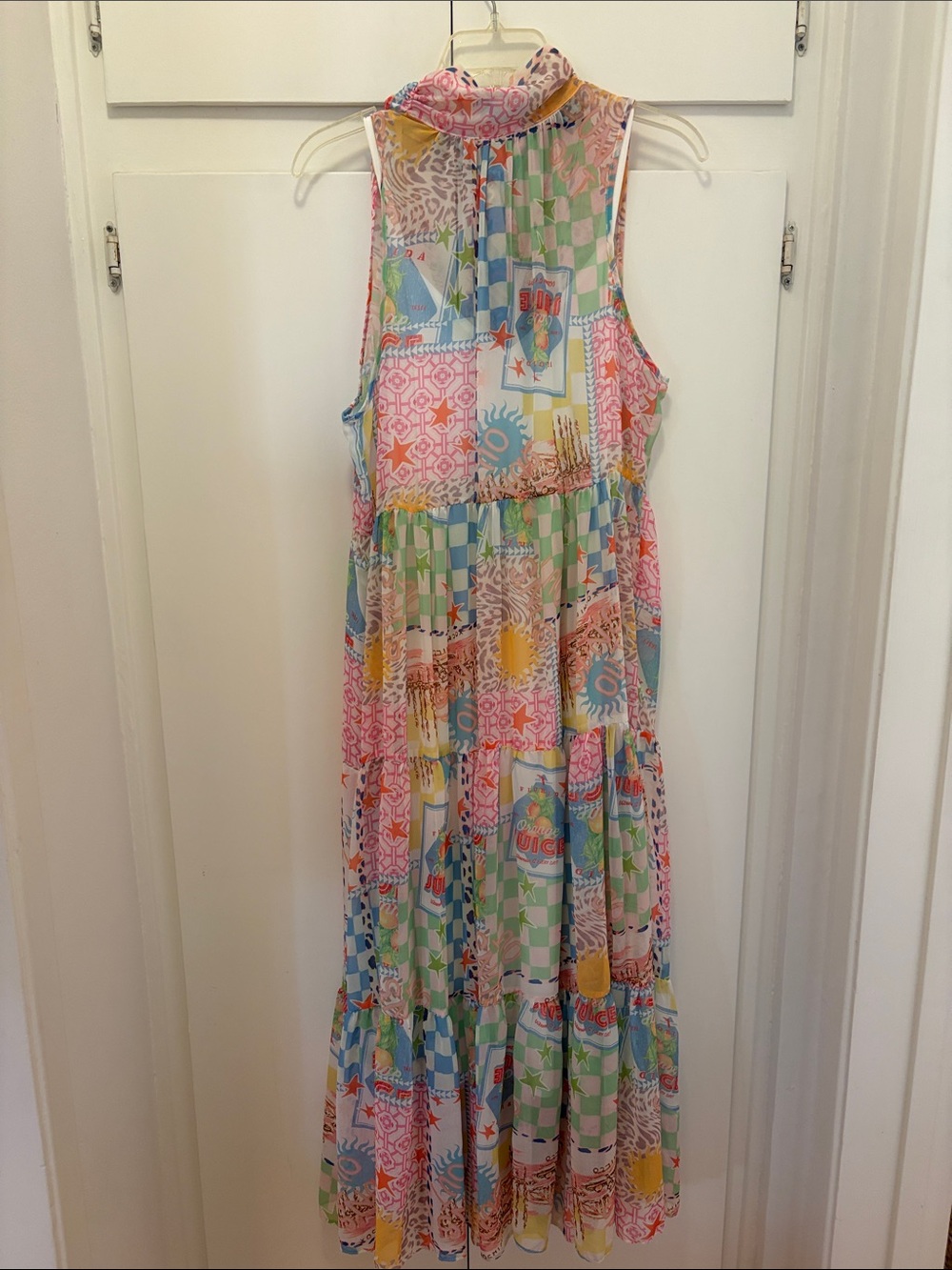 ASOS Sleeveless Maxi Dress in Pastel Multi Patchwork (Slip Inclu.)